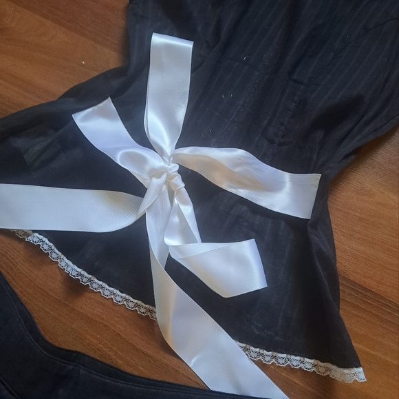 Rare Vintage Lip Service matching set  Maid Goth Lolita Black White costume set - Picture 11 of 16